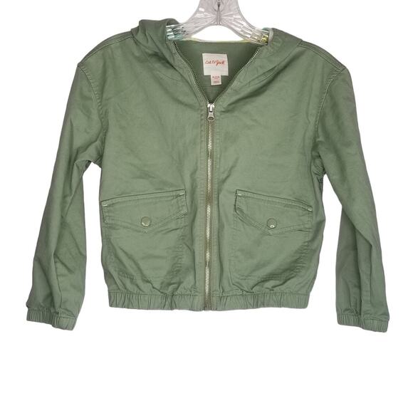 Cat & Jack Girl's Cropped Hooded Utility Jacket, Green Size M(7-8) - Picture 1 of 10